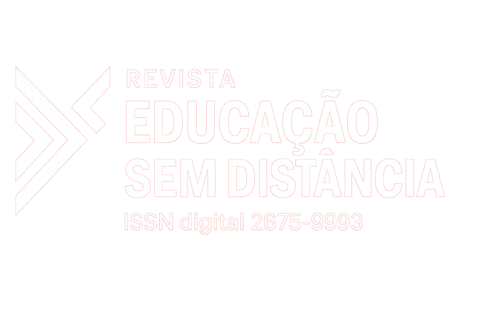 Logo da Revista Educação Sem Distância, com símbolo geométrico em vinho e texto branco. Inclui o título 'Revista Educação Sem Distância' e a inscrição 'ISSN digital 2675-9993'